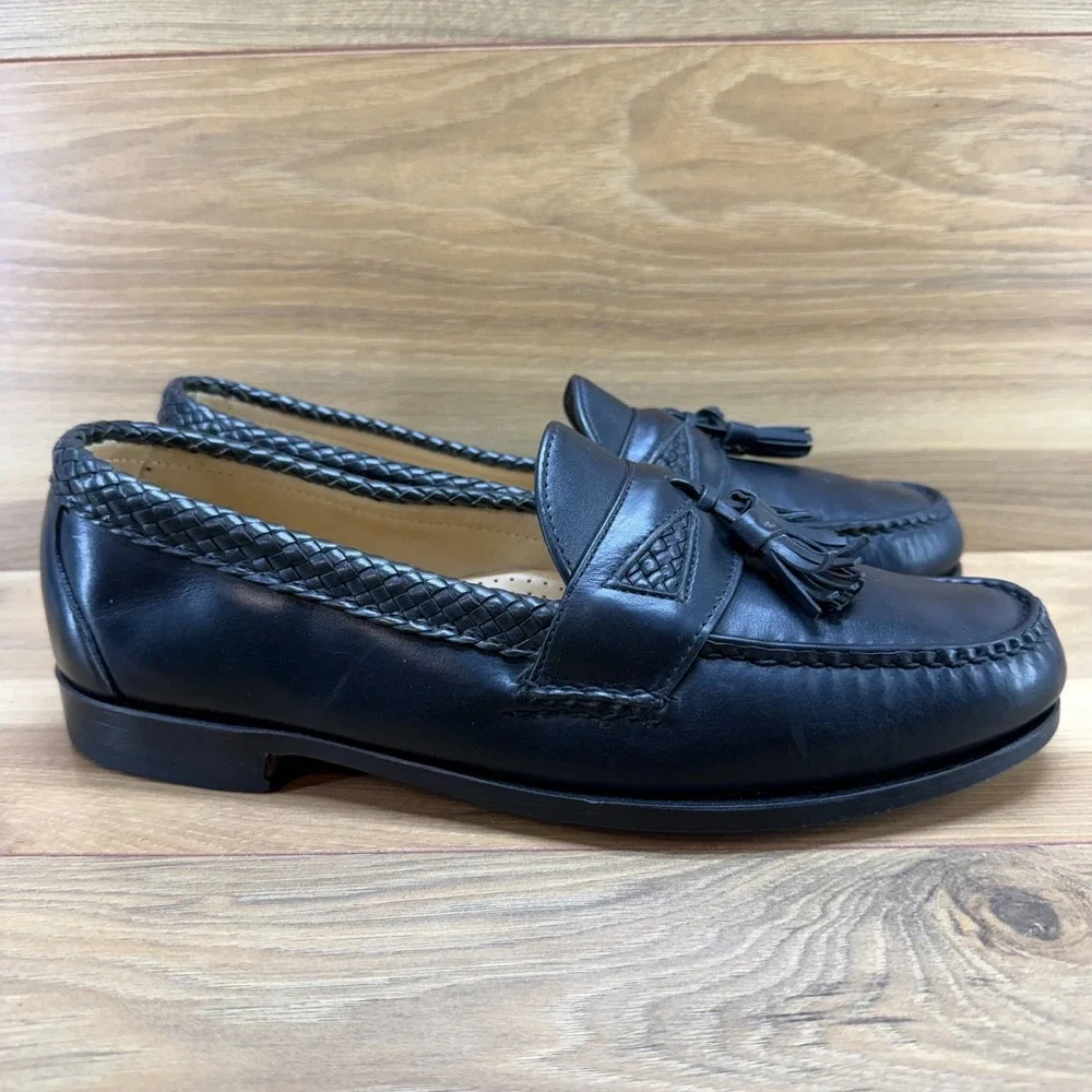 Allen Edmonds Maxfield Tassel Moc Toe Loafers 10 D Black Preppy Ivy Business‎